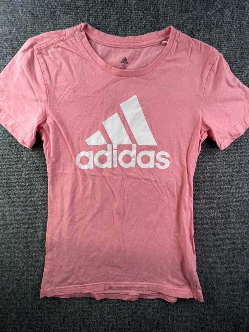 Adidas Women's T-shirt Short Sleeve Logo Tee Pink / Orange Cotton Lightweight XS
